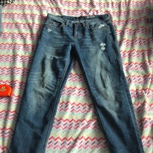 Distressed Dark Blue Jeans